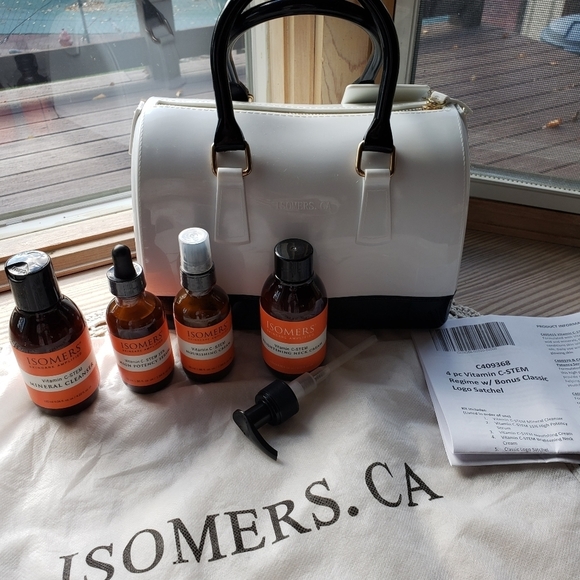 Isomers 4Pc Skincare Line, Vitamin C Serum Regime w/Classic Logo Satchel NWBag - Picture 6 of 14